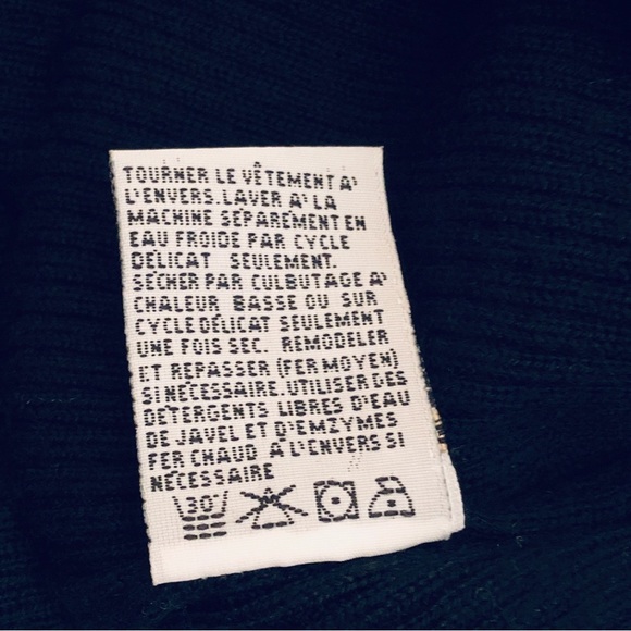 Talbots 100% Merino Wool Black Ribbed Sweater Vintage 90s Crew - P - Picture 5 of 6